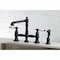 Kingston Brass English Country 8" Bridge Kitchen Faucet W/ Sprayer, Black KS7270PLBS - alternate 5